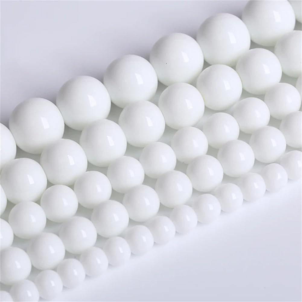 Natürliche Weiße Onyx-Achat Perlen 8 Mm – Ca. 45-48 Stück, Rund, Für Schmuck DIY, 30 G
