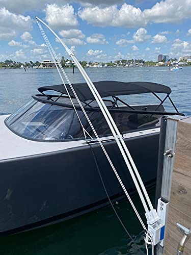 Mooring whips dual system for boats over 35'. 4-solid fiberglass poles 14' each x 1