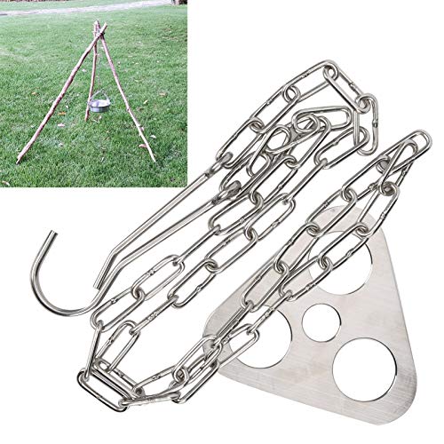Cabide de tripé de acampamento, cabide de rack de churrasco portátil removível prático, corrente de