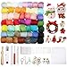 Produktbild Jeteven® 50 Farben Filzwolle Filz Set Filzen Starterset,Filzwolle Nassfilzen Filzwolle Trockenfilzen mit Werkzeug Set (15 Arten=62er) geeignet Queensland-Wolle(70s)