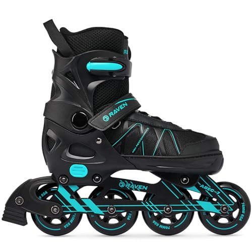 Raven Expert - Patines para niñas y niños, Quad, Patines para Adultos y niños - Patines con Ruedas - Rodamientos ABEC-7, Ruedas de Goma - Ajustables - Mint, 40-43 (25,5-28 cm)
