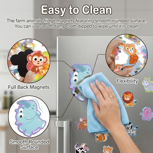 Imanes decorativos para refrigerador 43 piezas animales granja miniatura 5