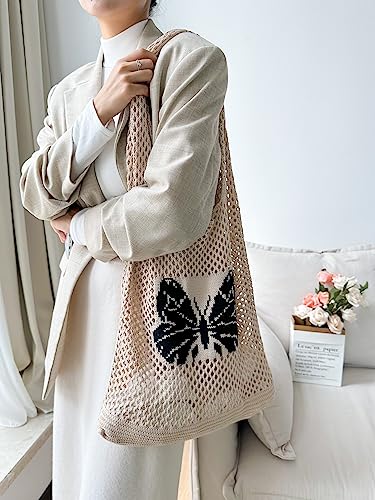 Image of ENBEI Beach Bag Crochet Tote bag for Women,Aesthetic Boho Large Bag,Foldable&Lightweight,Shopping,Beach,Travel,Daily Use