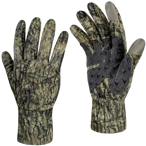 Palmyth Hunting Gloves for Men Lightweight Camo Glove Outdoor Mossy Veil L/XL