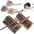 Newoutset 33 Pcs Cat Catnip Sticks, Cat Catnip Chew Toys, Natural Silvervine Matatabi Catnip Sticks Toys, Cat Kitten Teething Toys Sticks for Cat Kitten Teeth Cleaning, Including 3 x Cat Mouse Toy
