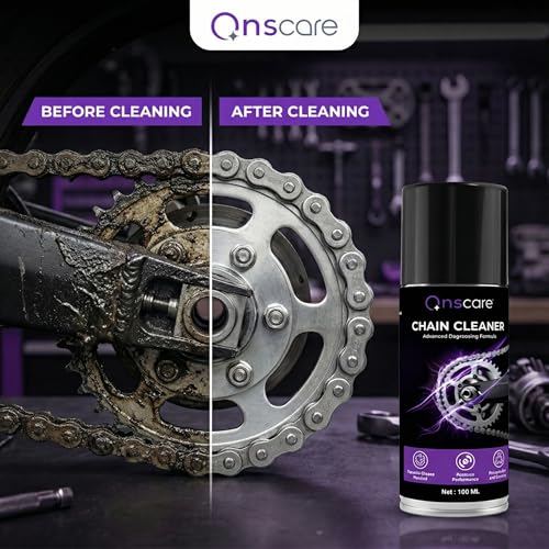Image of Bike Chain Lubricant & Chain Cleaner Spray Kit with Cleaning Brush | Anti-Rust, Smooth Performance Chain Oil for Motorcycle & Bicycle | Reduces Friction, Extends Chain Life (3-Set Pack)