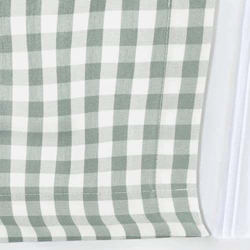 Image of TWOPAGES No Drill Cordless Buffalo Plaid Roman Shades Roman Blinds for Windows, Custom Made Room Darkening Country Checkered Blinds Farmhouse Shades, Light Green Small Plaid, 1 Piece