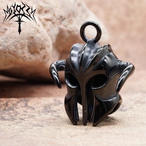 Image of Motorcycle Biker Roman Gladiator Warrior Spartan Helmet Guardian Bell Luck Gremlin Ride Bell Hanger or Lucky KeyChain