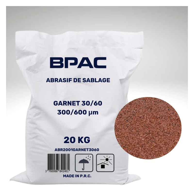 BPAC Abrasivo Garnet 30/60 - Abrasivo para Chorreadora de Arena Móvil - Saco de 20 KG de Arena para Chorrear