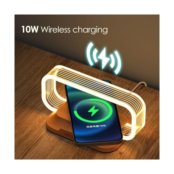 Donewin Small Nightstand Lamp with Wireless Charger,Cute Bedside Lamp for Bedroom,Small Table Lamp,Mini Night Light for Boys Girls,Tiny Lamp as Gift,Stepless Dimmable,3 Color Modes - Image 5