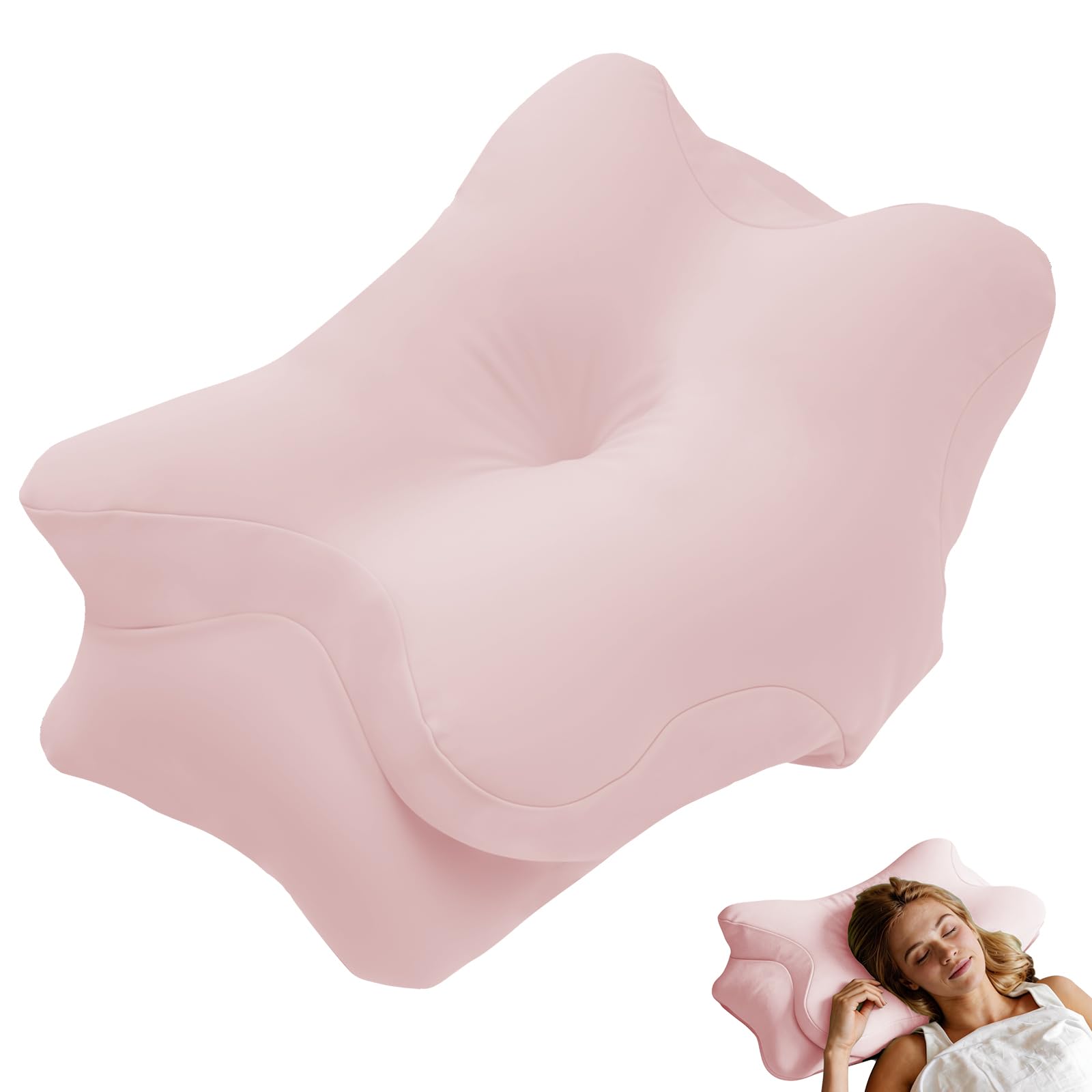 Pillowcase for Cervical Pillows Fit for Neck Support Pillow Highly Elastic Smooth Pillowcase Cover with Zipper Closure (Cover Only)(Pink)