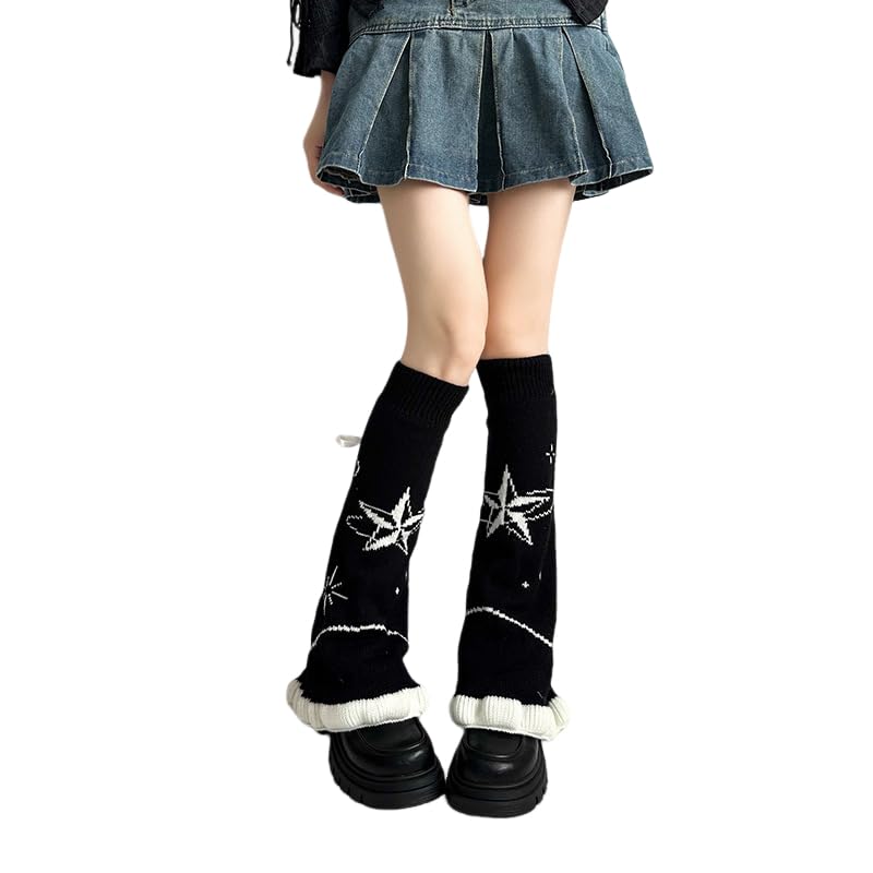 Image of YELAIVP Kawaii Leg Warmers Y2K Knit Lace up Leg Warmers Cute Japanese Harajuku Lolita Leg Warmer for Women Girls