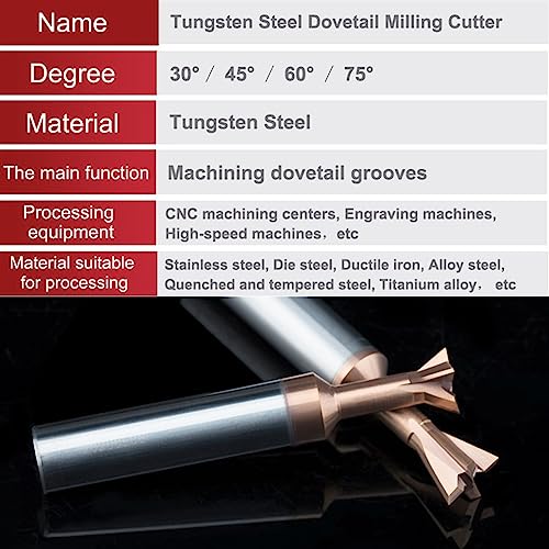 Xibany 6494 Carbide Dovetail Milling Cutter 30 45 60 75 Degree 4Mm 6Mm 8Mm 10Mm 12Mm 14Mm Tungsten Machining Tool thumb #3