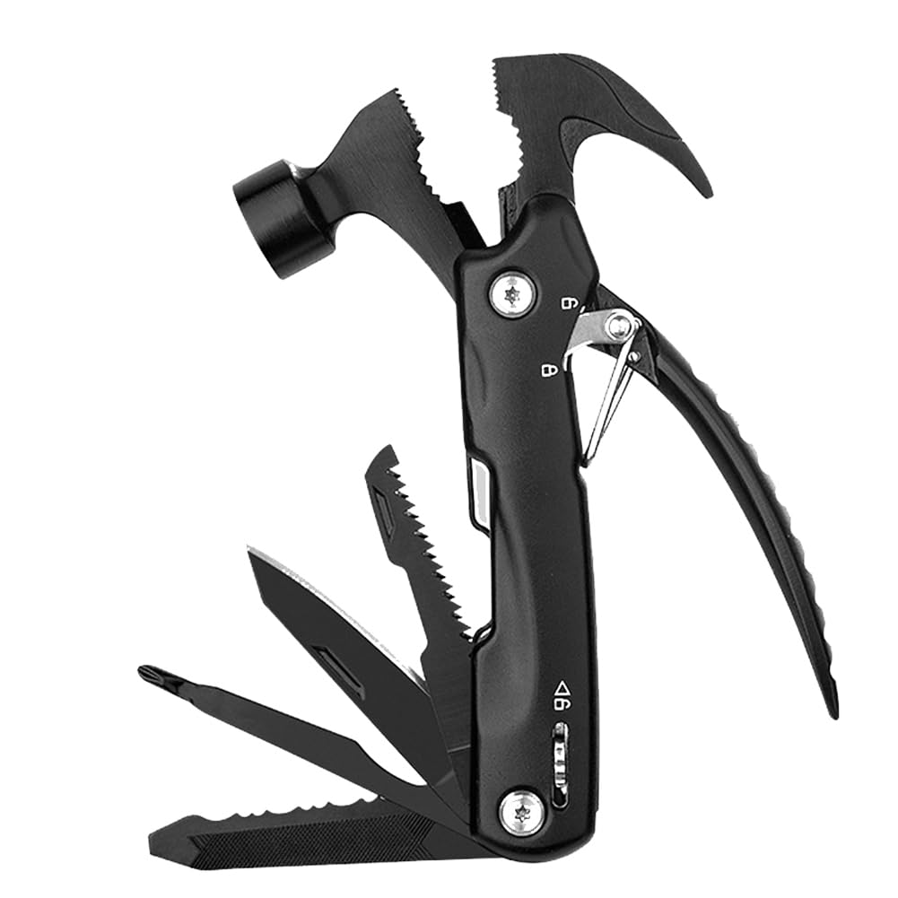 EEYZD Multifunctional Hammer, 3CR13 Stainless Steel Multifunctional Survival Hammer, with Non-Slip Handle&Tool Lock Integrated Hammer, for Outdoor Camping Trips