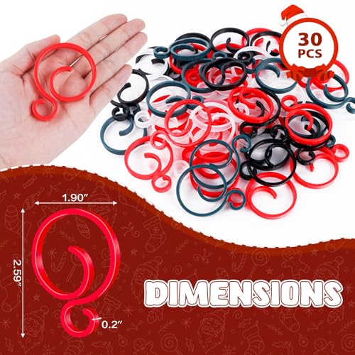 Christmas Light Clips for Banister Christmas Banister Clips Holiday Garland Hanger Hooks for Stockings String Lights Indoor Outdoor Decorations Stair Railing Fence Deck (Red, 30 PCS)