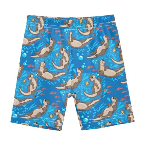 JHKKU Girls Cute Sea Otters Shorts Cotton Cartwheel Bike Kids Biker Under Dress Dance Short Girl Clothes 8Y