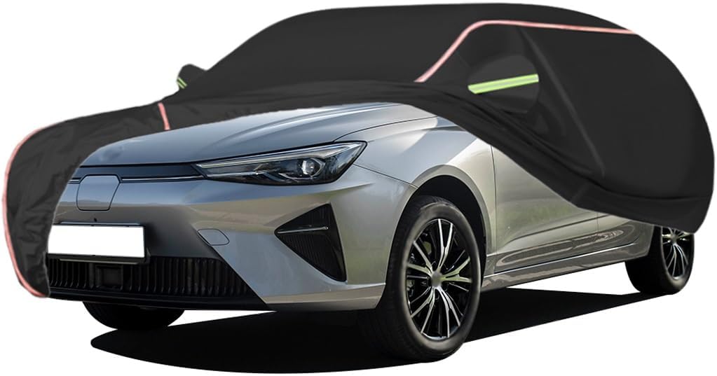 WOLWES Car Cover are Suitable for MG MG5 All-Weather Windproof, Snowproof, Rainproof, UV-Protected and Breathable All-Season Universal with Side Door Zip Oxford Cloth Car Cover (Color : Black)