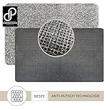 DOMOPRIMA® Fußmatte 60x40 cm Grau – Waschbare Schmutzfangmatte aus Mikrofaser, rutschfest und extra saugstark, 7 mm flach, Türmatte für Eingang, Flur, Küche, Bad, Katze und Hund