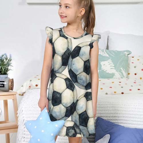 Augenstern Flutter Sleeve Nightgown Pajama Gown Watercolor Soccer Ball Easy Pull-On Sleepwear Nightdress4