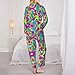 AKNJFLSSN Women Girls Cotton 80S 90S Fashion Style Geometric Colorful Art Pajamas Button Up Long Sleeve Shirt and Pajama Pants Lounge Sets, Soft Lounge Pants Set S-XXL