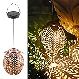 BREITE ANWENDUNG - Mit der kommenden Nacht kommen die Lichter durch die Schnitzerei und strahlen ein warmes Licht aus. Das Muster auf dem Boden sieht raffiniert und beeindruckend aus. Es ist die beste dekorative Lampe für Garten, Wege, Garten, Pavillon, Garten, Deck, Party usw.