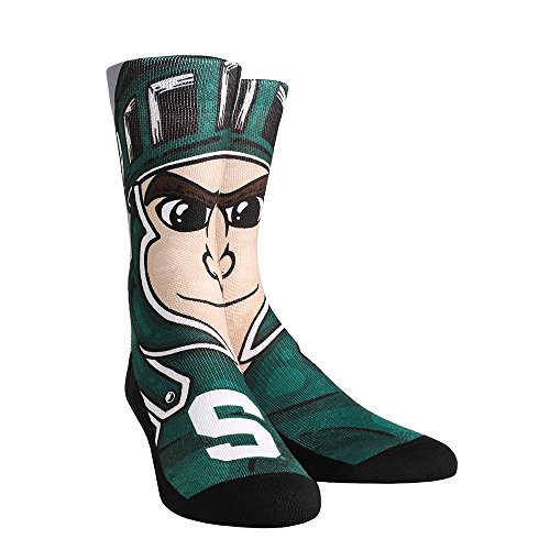 NCAA Michigan State Spartans Sparty Mascot University Custom Athletic Crew Socks, Large/X-Large, Green
