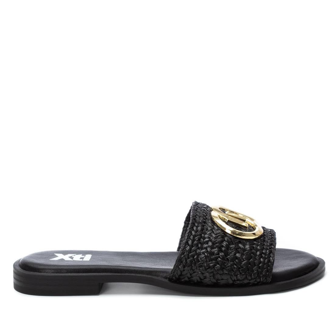 Sandale femme noir mode décontractée pour sorties et terrasses