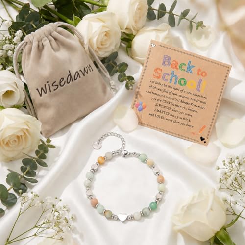 Image of Graduation & Back to School Gifts for Girls, Natural Stone Beaded Bracelet with Inspirational Quote Card, Jewelry for Daughter Granddaughter Niece Student