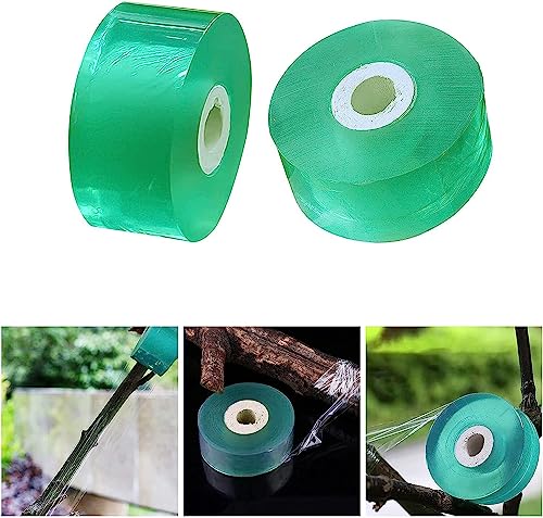 Helweet Cinta de Injerto, Autoadhesiva Cinta de Jardinería, Cinta Elástica de Injerto de Árbol, Cinta de Reparación de Plantas 2 Rollos Transparente Estirable Autoadhesivo Vivero Jardín 120m X 3cm