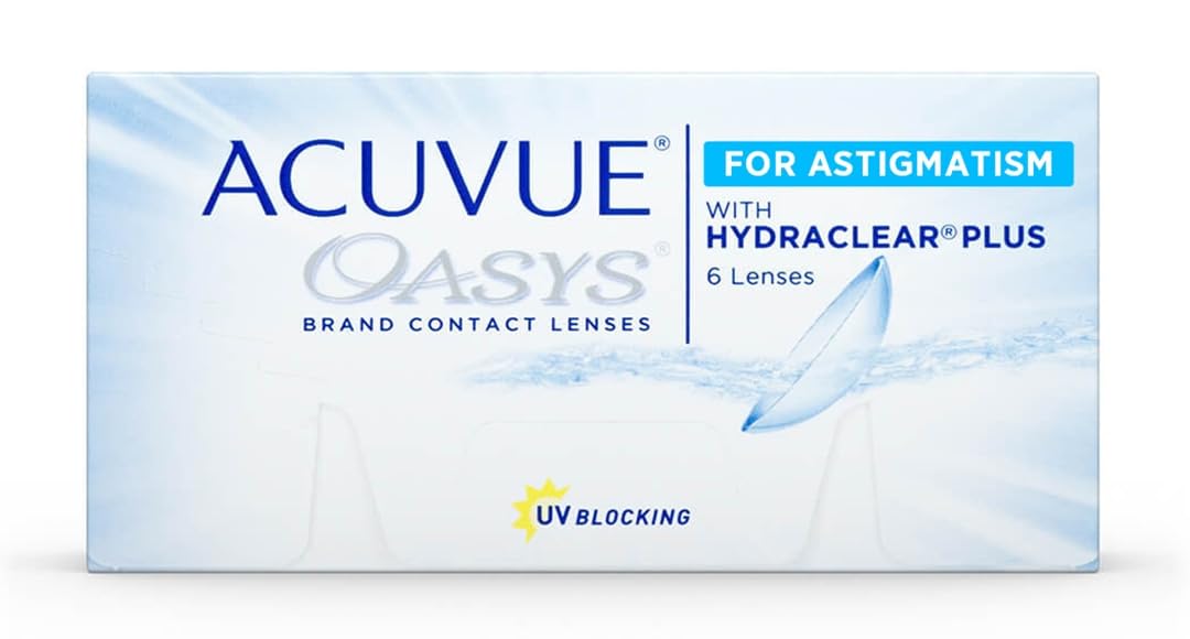 ACUVUE OASYS for Astigmatism Kontaktlinsen – 2-Wochen-Linsen für Tag und Nacht mit -3,25 dpt, Cyl -0,75, Ach 100 und BC 8.6 – UV Schutz, Austrocknungsschutz und Komfortables Tragegefühl – 6 Linsen