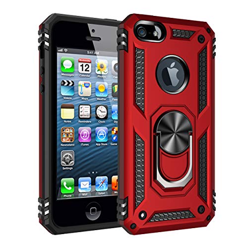Pelanty for iPhone SE (第1世代) 2016 ケースリング for iPhone 5/ 5s 背面カバー 人気TPU+PC アーマーカバー 360°回転 車載ホルダー対応 耐衝撃 横置きスタンド機能 アイフォンSE (第1世代)/5/