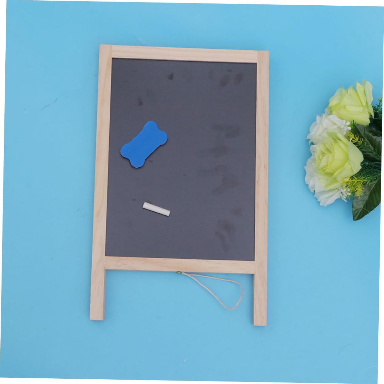 ORFOFE Double-Sided Wooden Chalkboard Stand for Message Display Black and White Writing Board for Bar Counter Boys and Girls and Events Easy to Wipe