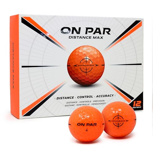 On Par Distance Max Golfbälle – 12er-Pack für verbesserte Distanz, Kontrolle und Genauigkeit, ideales Golfgeschenk für alle Schwunggeschwindigkeiten...