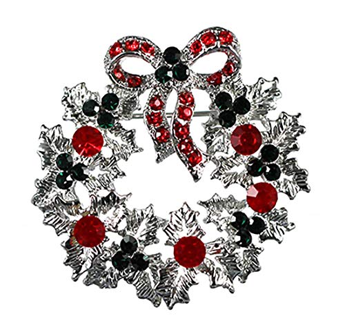 Preisvergleich Produktbild Weihnachtsdekoration Europa und den Vereinigten Staaten Adventskranz Diamant dreidimensionale Brosche Retro feine Legierung Weihnachts kleinen Kranz Brosche Weihnachten Geschenk Stift einfach Schmuck