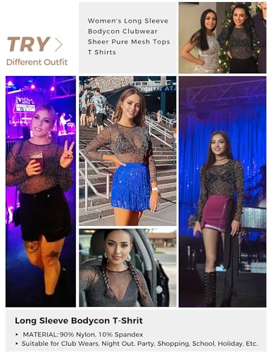 Image of Buauty Sheer Tops for Women,Mesh Fishnet Tops Plus Size,Stylish and Sensational Mesh Blouses for Fashion-Forward Ladies