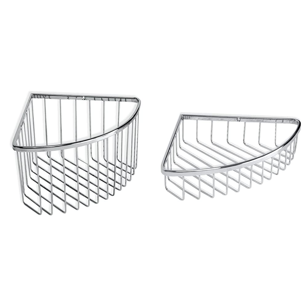 Tatay Krom Cesta Organizadora De Ducha Rinconera De Acero Inoxidable, Soporta Hasta 5 Kg, 20 X 13.5 X 20 Cm + Krom-Cesta De Almacenamiento Esquinera, 270 X 205 X 50 Cm, Metal, Plateado, Talla Única