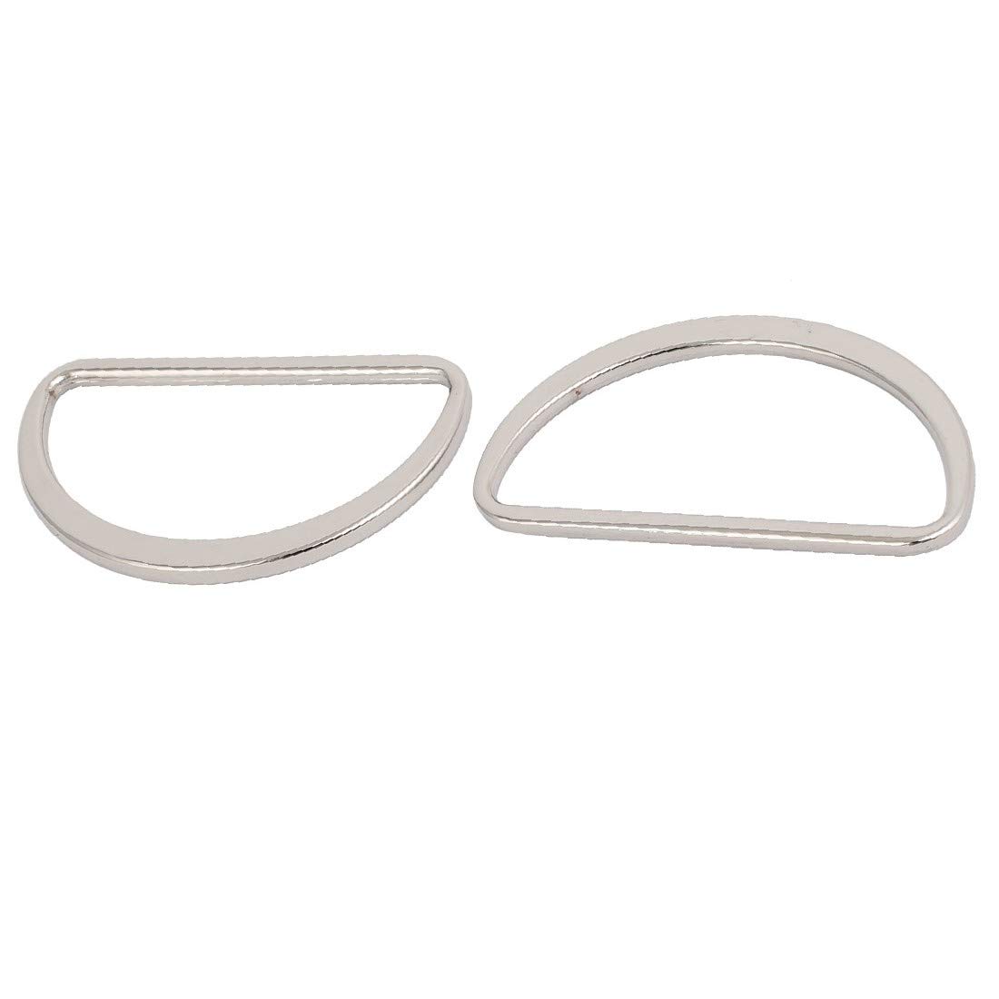 New Lon0167 45mm Inner Width Zinc Alloy Flat Type Half Round Welded D Ring Silver Tone 2pcs(45mm Innenbreite Zinklegierung Flache Art Halbrunde Geschweißte D Ring Splitter Ton 2 stücke