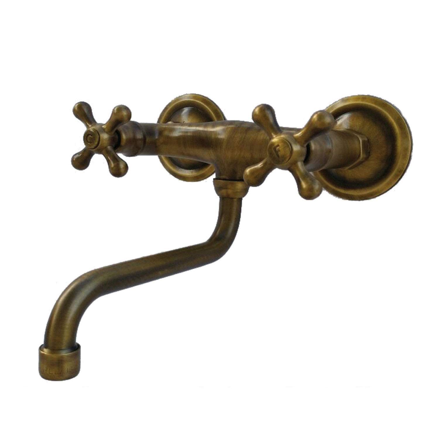 Gruppo lavello mod.404 in ottone brunito, rubinetto in ottone per casa e giardino
