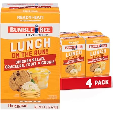 Bumble Bee Lunch On The Run Chicken Salad with Crackers Kit, 8.2 oz (Pack of 4) - Ready to Eat, Includes Crackers, Cookie & Mixed Fruit - Shelf Stable & Convenient Source of Protein Cover