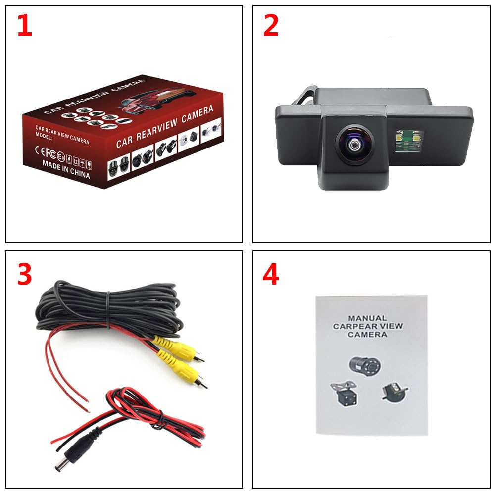 Caméra de recul pour voiture compatible avec Nissan Juke Note Qashqai X-Trial Citroën C2 C3 C4 C5 C6 Peugeot 307 308 208 2008 3008 Kit de caméra de stationnement Caméra de recul
