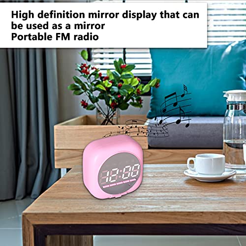 Zunate P12 Multifunctional Digital Alarm Clock, Bt Clock Bass Speaker, Portable Wireless Led Mirror Dual Mp3 Player Alarm Clock With Usb Charger(Pink) #TOP3