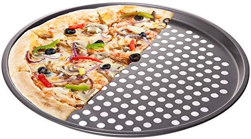 Red Co. 13 inch Round Non Stick Coated Carbon Steel Pizza Baking Pan Crisper with Holes