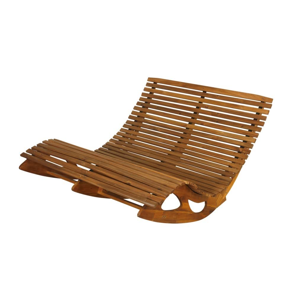 Ergonomische Doppelschwungliege XXL Saunaliege aus Akazienholz Gartenliege 120x150 in cm