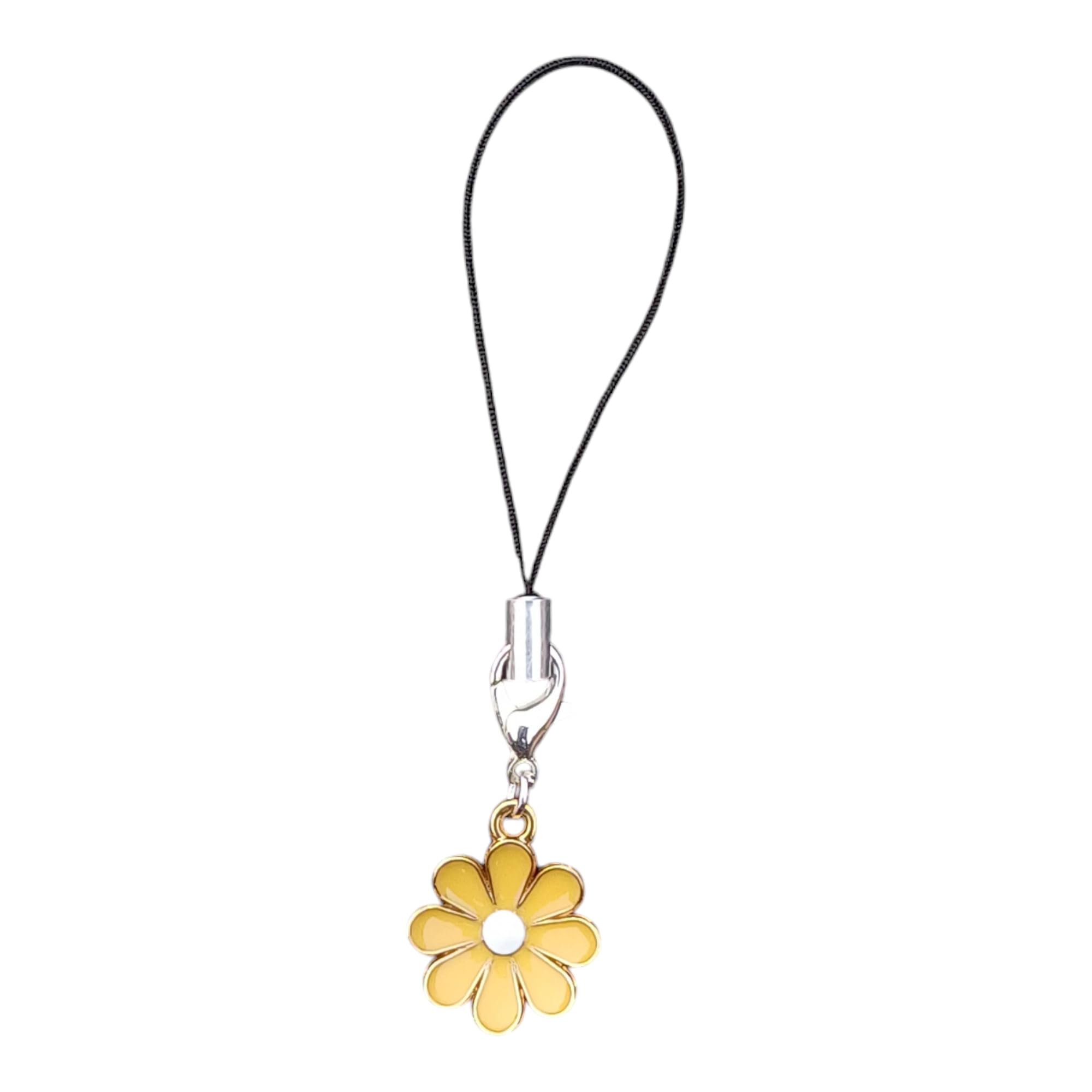 Yellow Daisy Flower Phone Strap Charm Silicone Cord Metal Clasp | Adds a stylish decorative touch to phones, tablets, cameras, keychains, bags-image-33