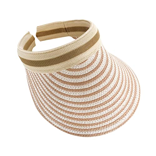 GALPADA Unisex Empty Top for Outdoor Summer Sun Block Hat Sun Visor Straw Material Khaki