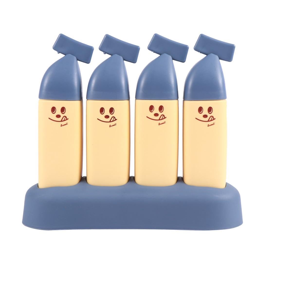 HOMSFOU Reusable Plastic Ice Cream Mold Set 4pcs Banana Shape Blue Yellow DIY Kitchen Ice Lolly Molds for Homemade Treats and Fruit Juice Snacks