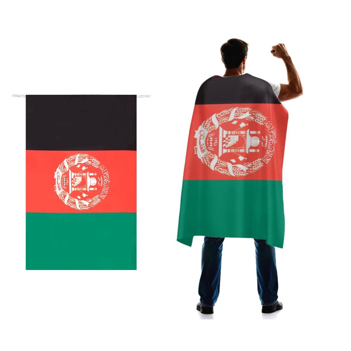 Afghanistan Flag Cape 3x5 FT for Independence Day Holiday Costumes Celebrati,150D Premium Polyester,Afghan Patriotic Flags Costume Cloak.