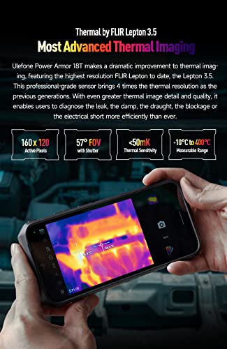 Ulefone Power Armor 18T 5G Thermal Imaging (Lepton 3.5) Rugged Smartphone, 108MP Camera, Dimensity 900 12GB+256GB, 6.58'' 120Hz FHD+, IP68 IP69K Android 12 Phone, 9600mAh Battery Wireless Charge NFC - Image 4