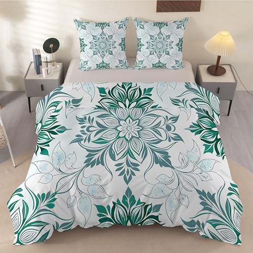 Funda Nórdica Cama 105 Flores, Funda Edredon 200x200 Microfibra Suave, Ropa de Cama Geometría Acuarela - Funda Nordica Floral y 2 Funda de Almohada 50x75 con Cremallera, Y-903