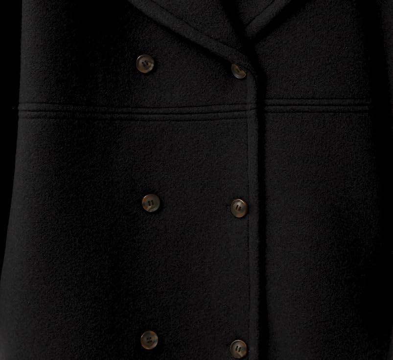 utcoco Women's Wool Blend Double Breasted Pea Coat Notched Lapel Mid Long Trench Overcoat with Pockets - Image 5